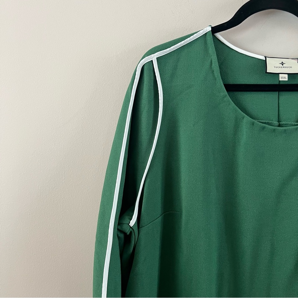 Tuckernuck Seamed shift mini dress Ladies Size xxxl Green white stripe - Picture 5 of 8